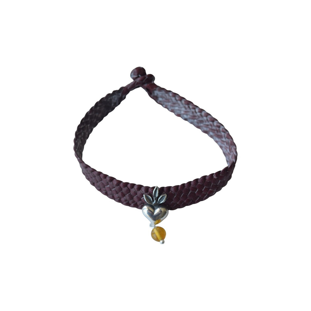 Pulsera Piel plana Corazón Flama