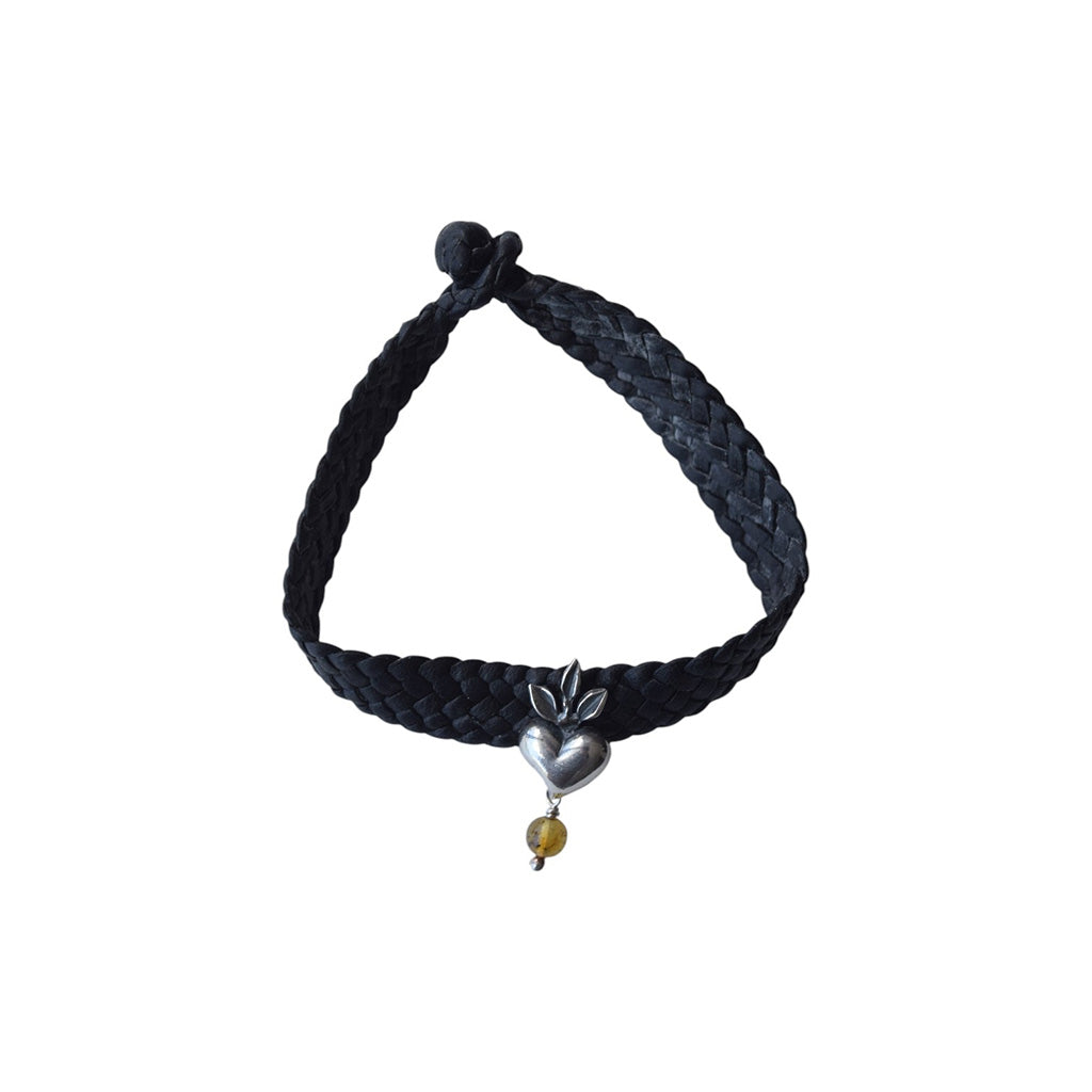 Pulsera Piel plana Corazón Flama