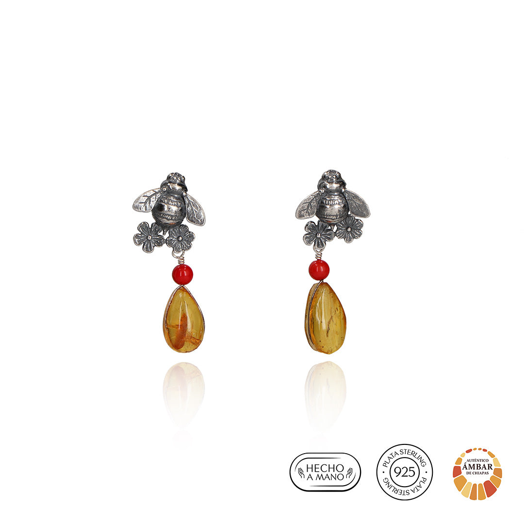 Aretes Abeja Gorda con Ámbar