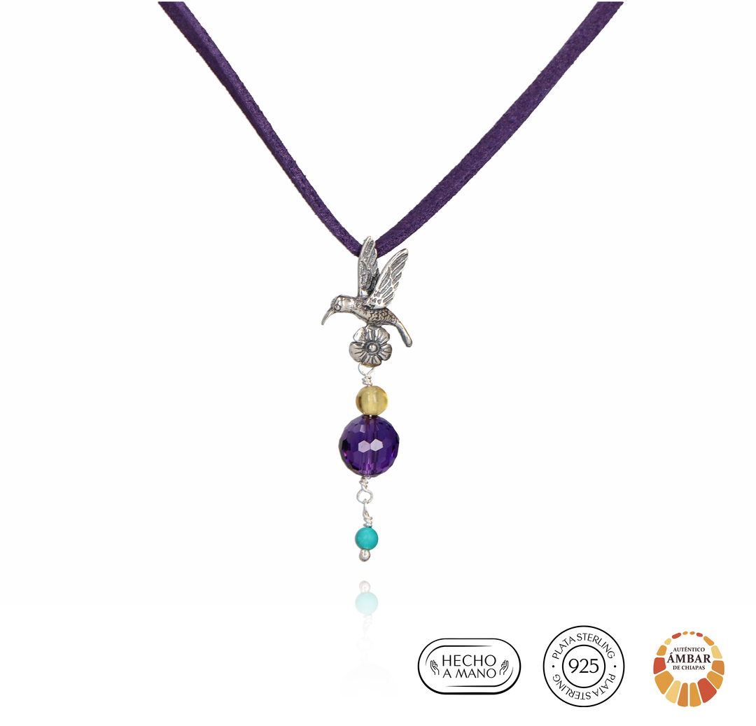 Hummingbird and Flower Pendant