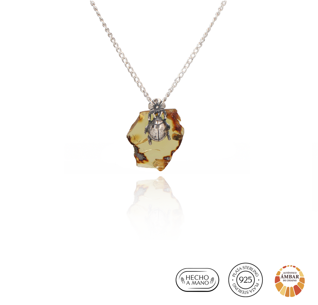 Amber Slab Choker with Beetle