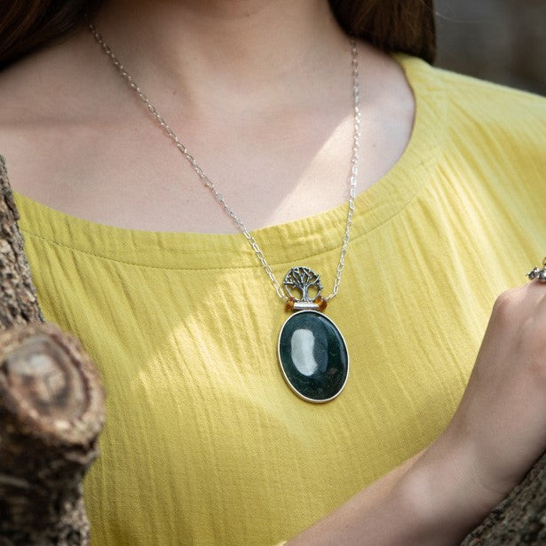 Tree Choker with Jade Bezel