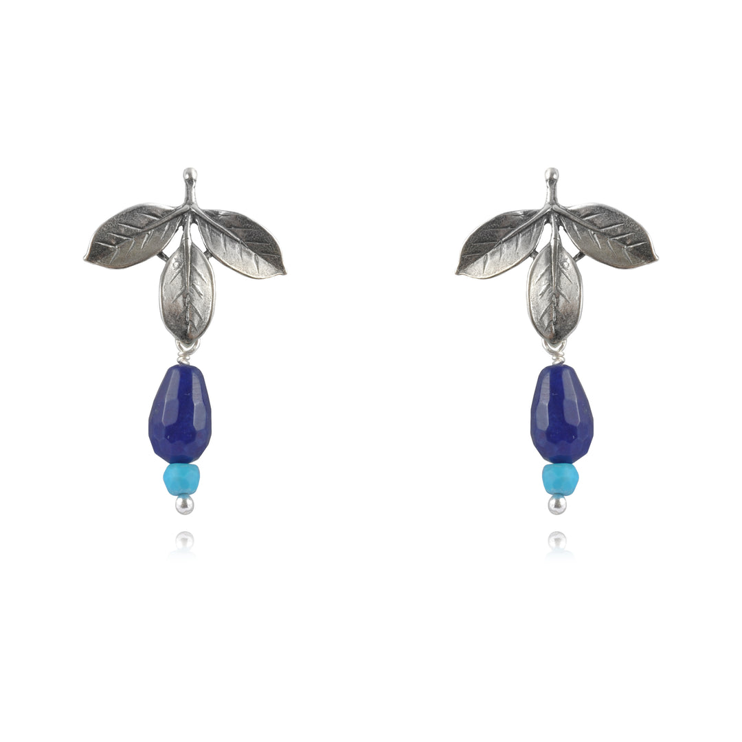 Aretes Tres Hojitas Añil
