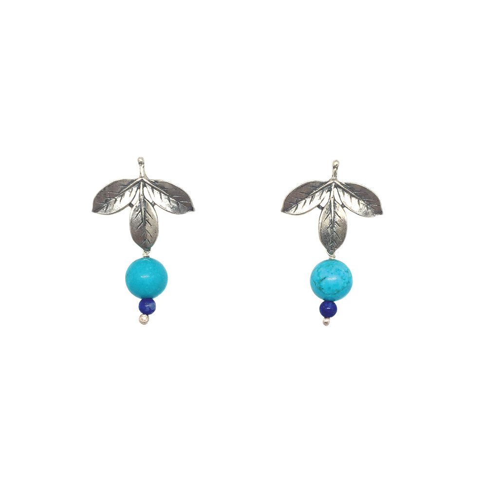 Aretes Tres Hojitas Añil