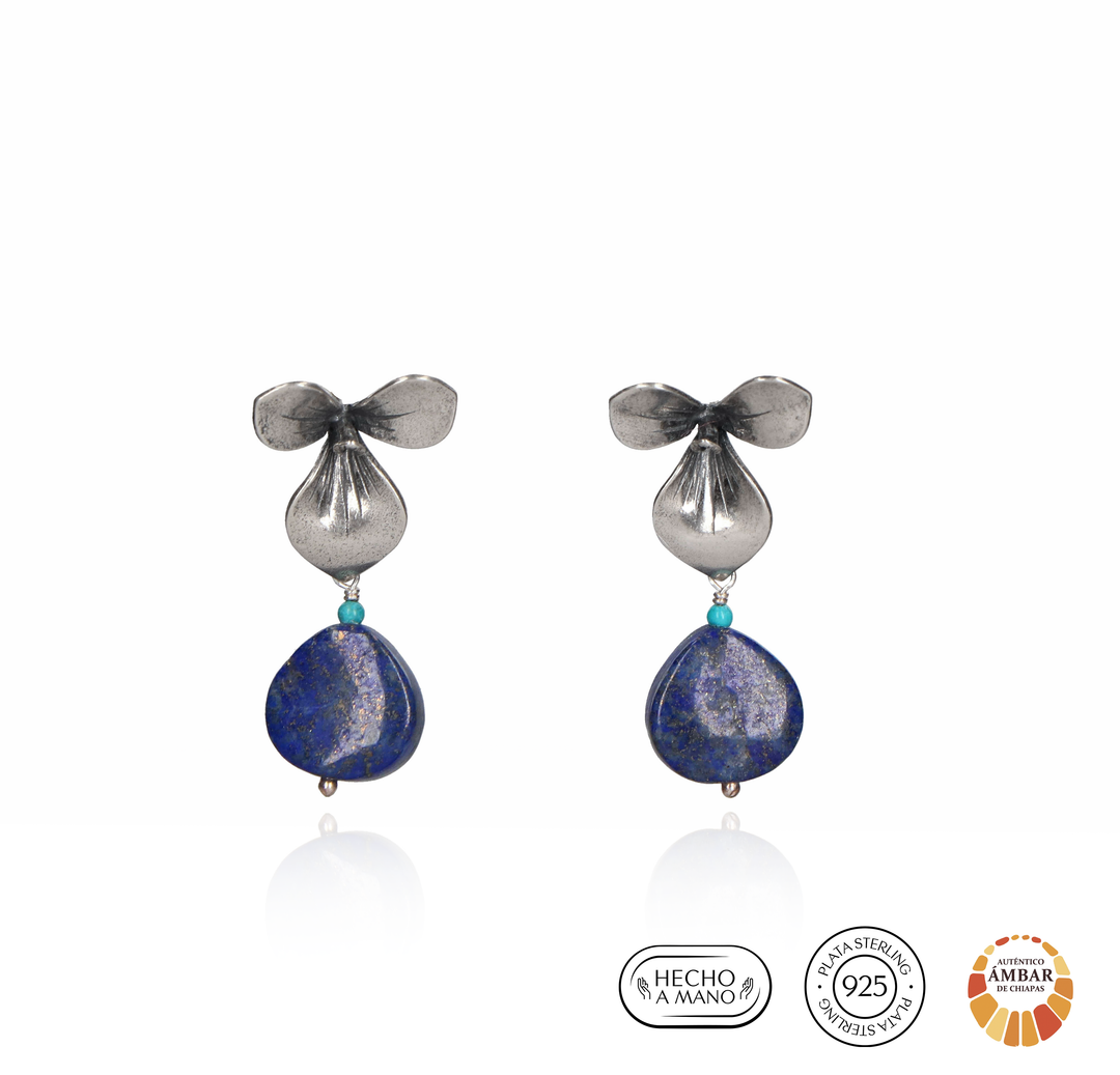 Aretes Flor Añil