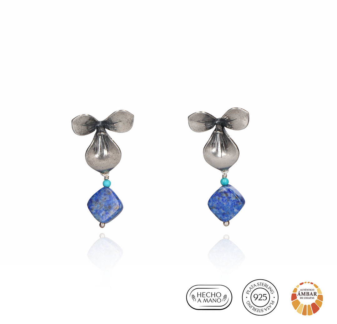 Aretes Flor Añil