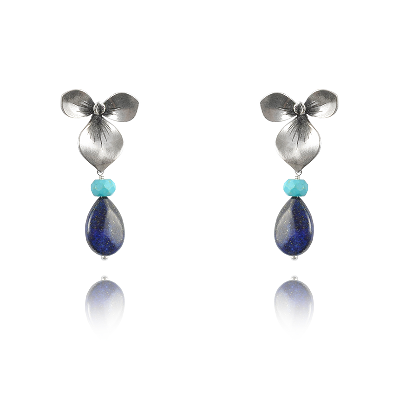 Aretes Flor Añil