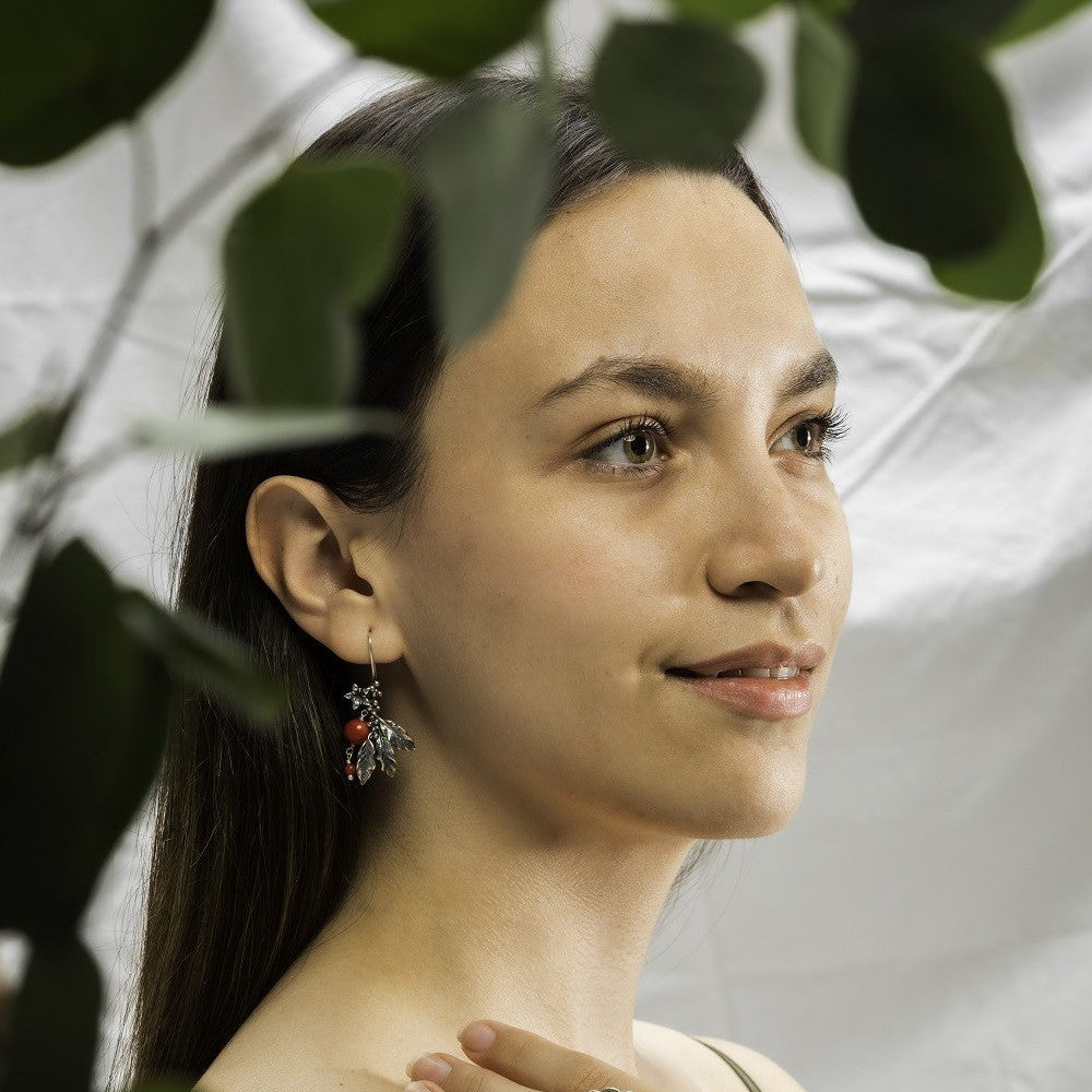 Coffee leaves earrings