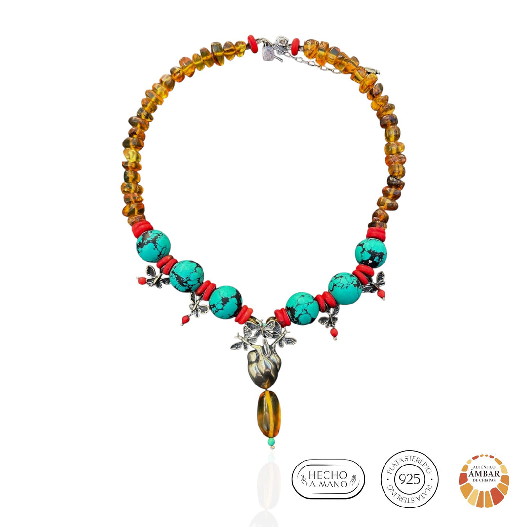 Heart Necklace with Butterflies