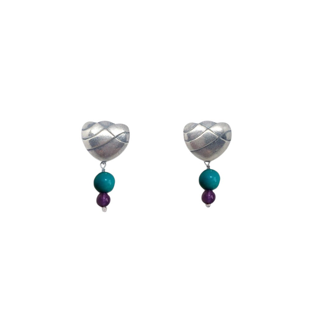 Philanthropic Heart Earrings - Turquoise with Amethyst