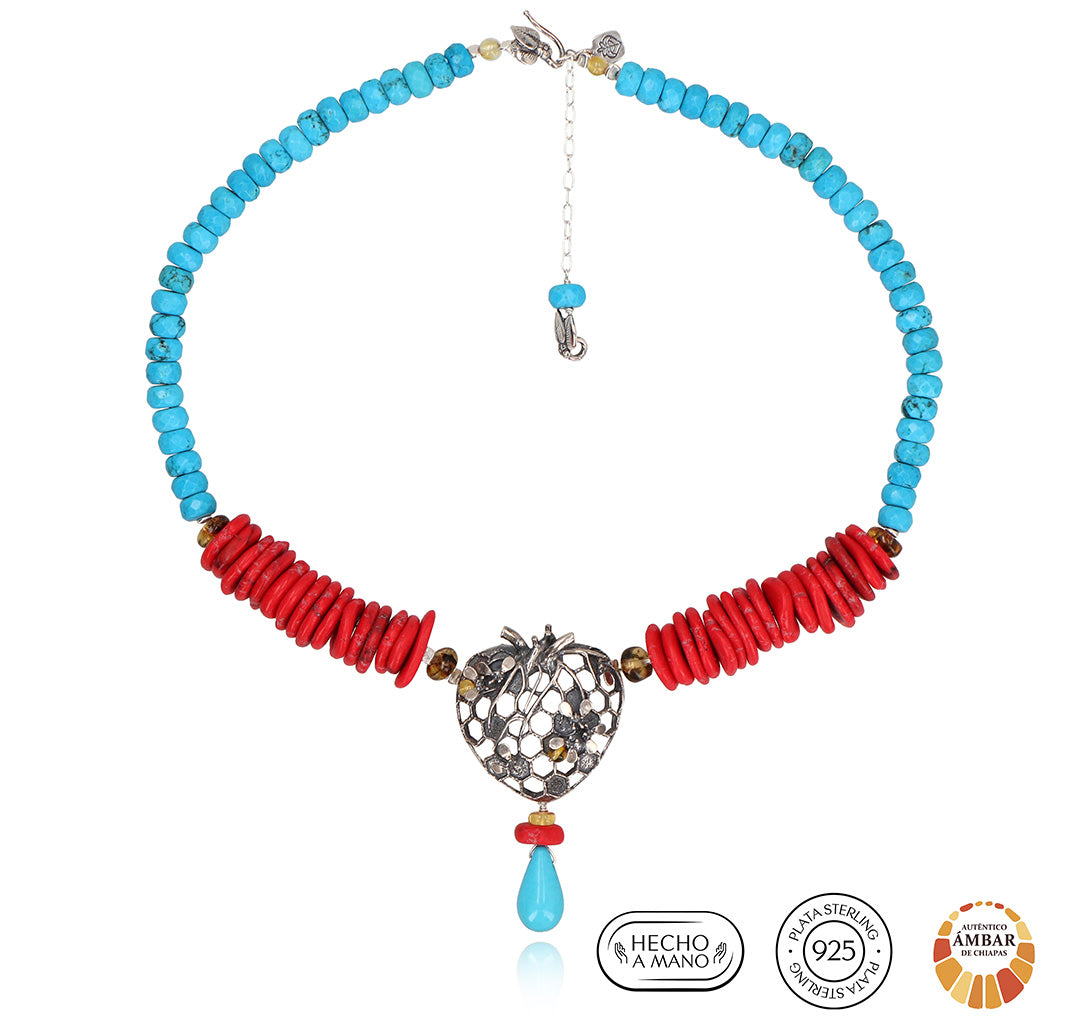 Collar corazón colmena