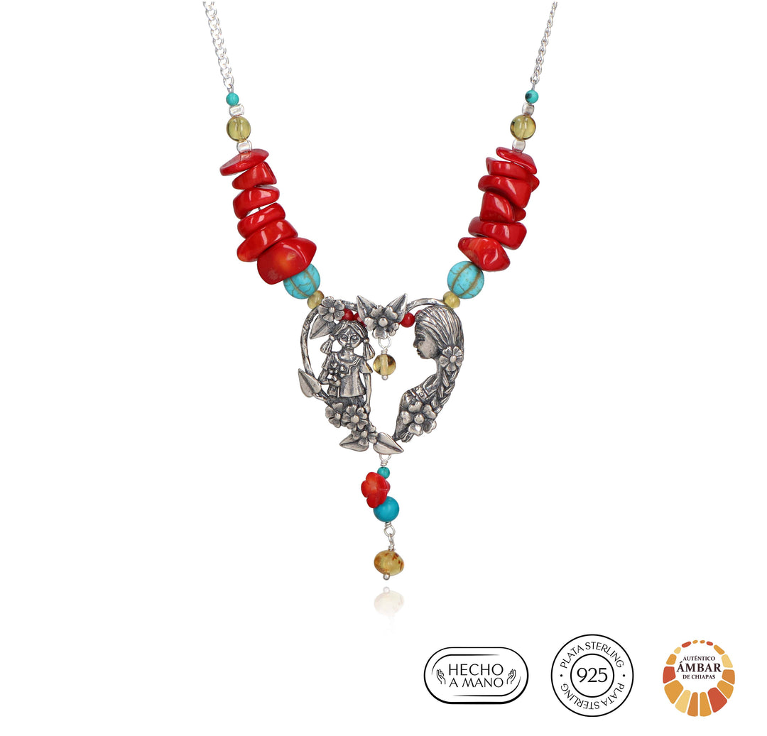Mother and Daughter Heart Choker
