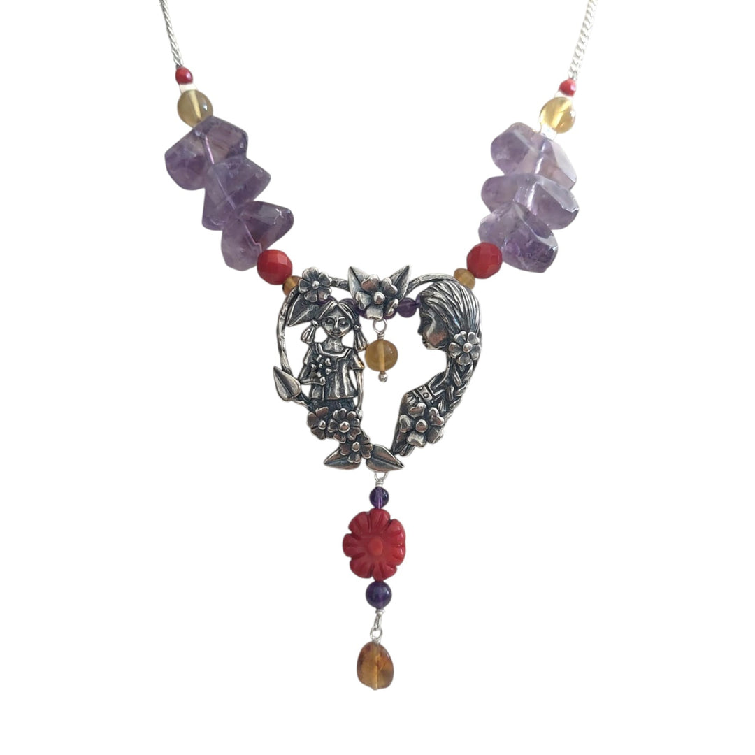 Mother and Daughter Heart Choker