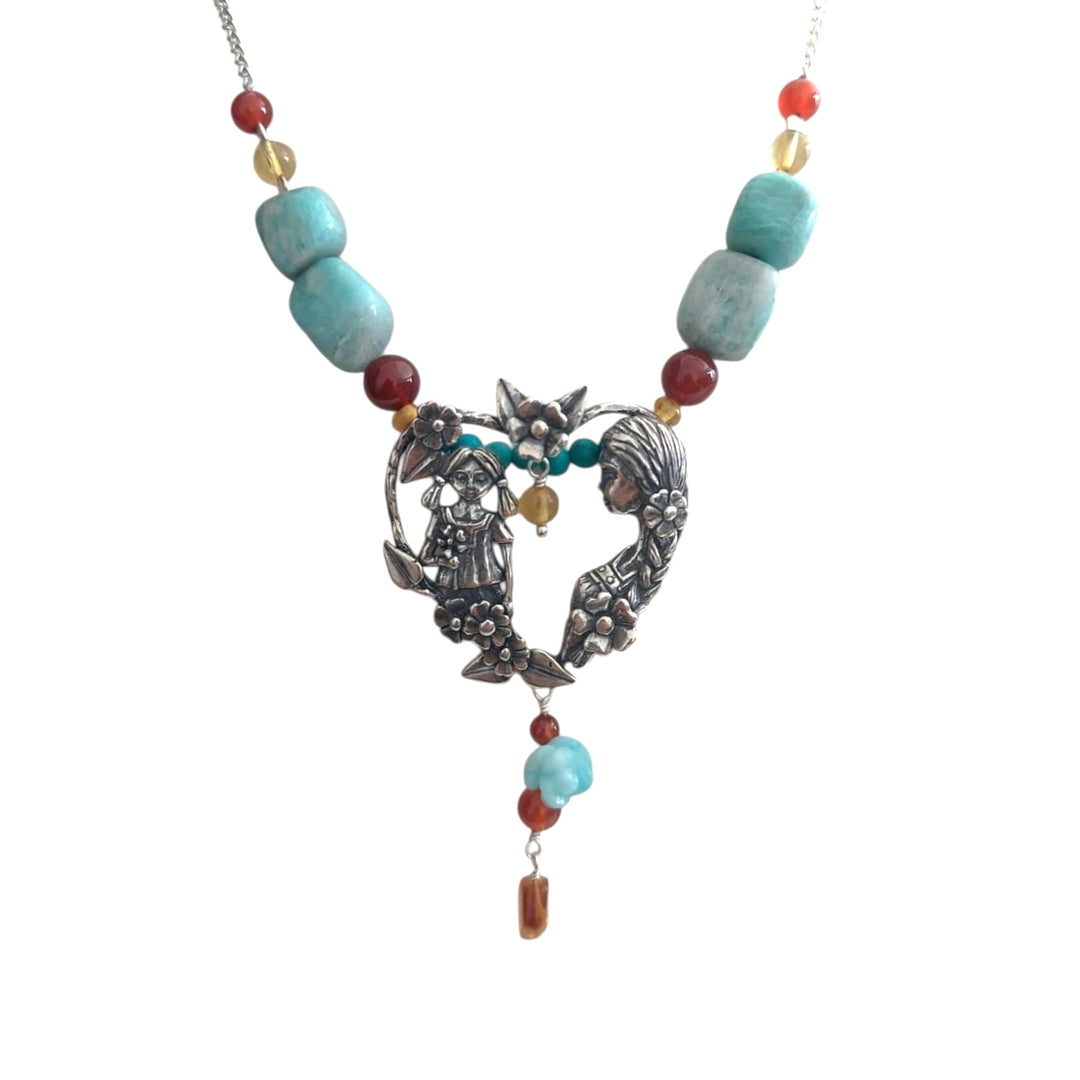 Mother and Daughter Heart Choker