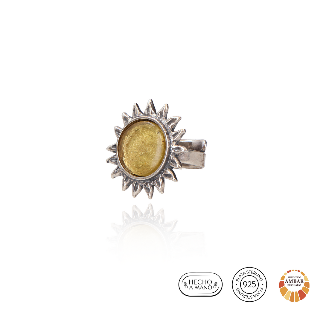 Anillo Sol con bisel de Ámbar