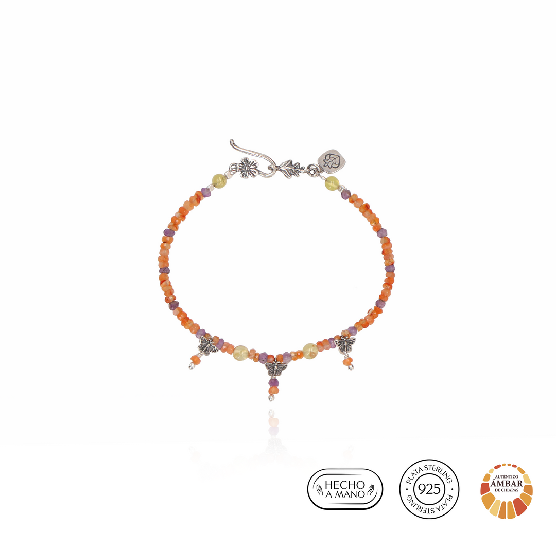 Pulsera 3 mariposas monarcas mini