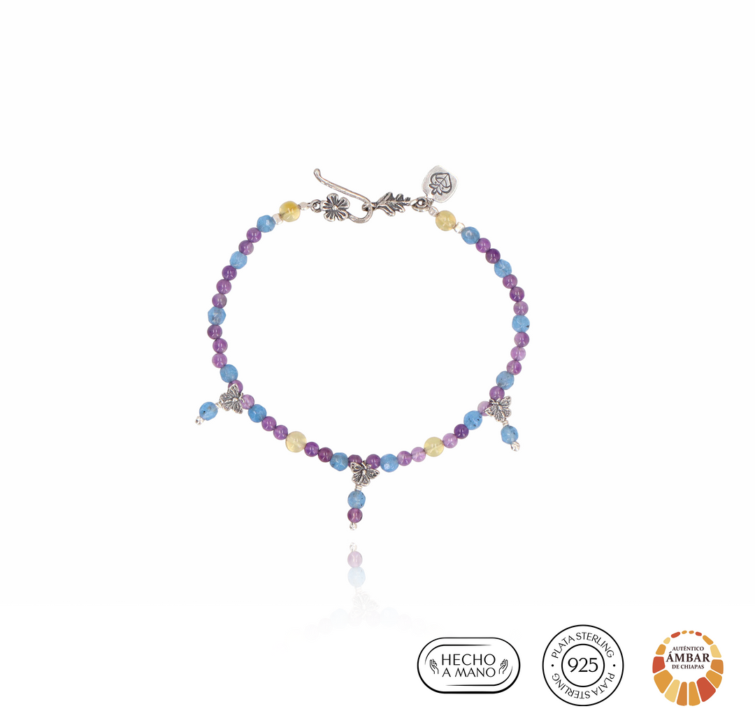 Pulsera 3 mariposas monarcas mini