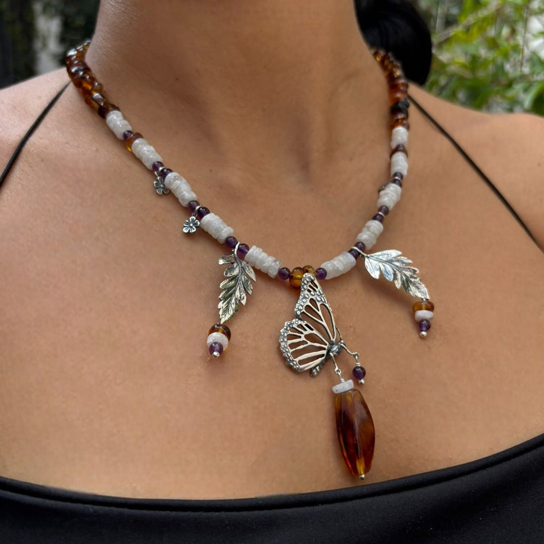 Butterfly and Fern Necklace