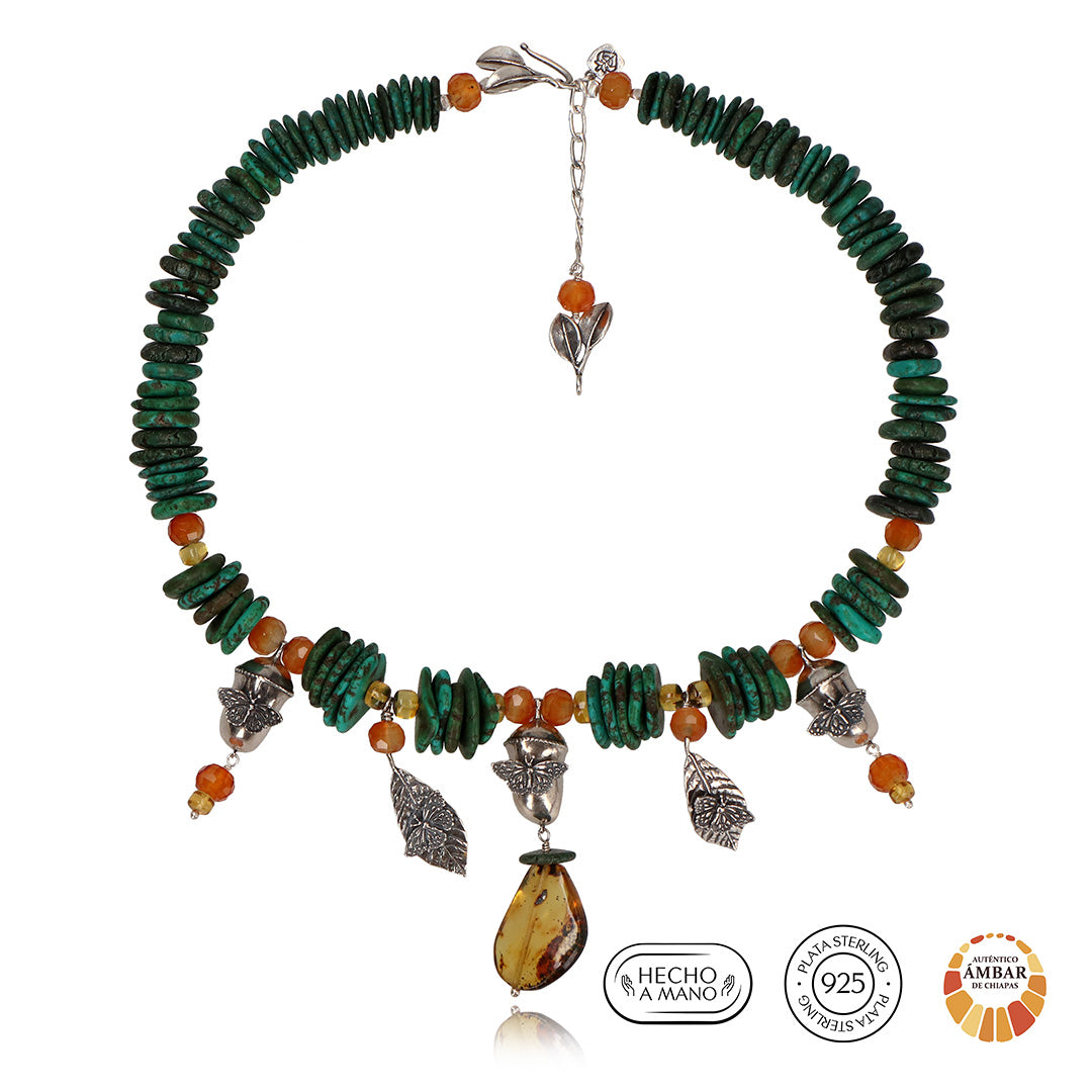Collar 3 Capullos con Hojas
