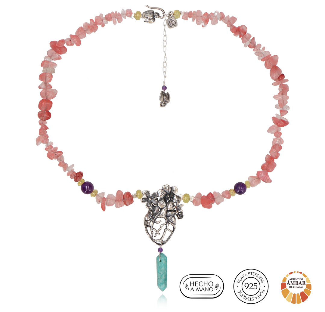 Heart Flowers Necklace