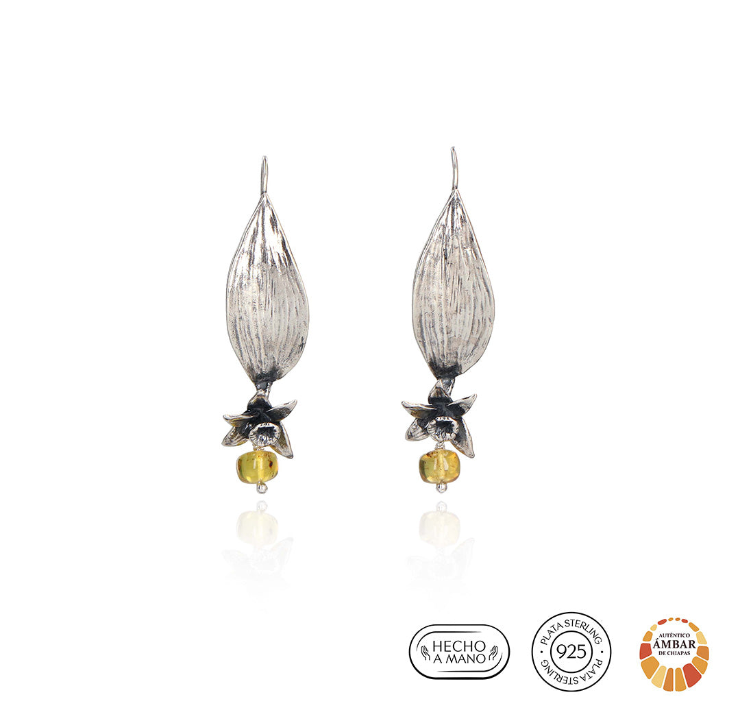 Arete Hoja y Orquídea