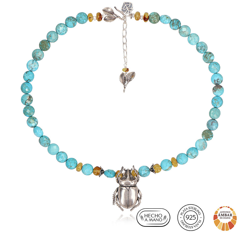 Collar raiz y movimiento escarabajo con hematita
