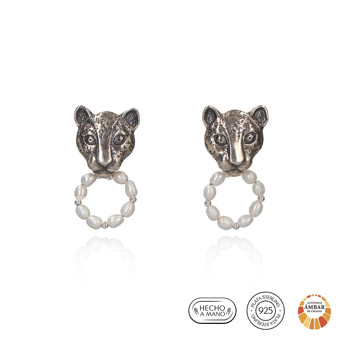 Aretes Mujeres Jaguar Perla