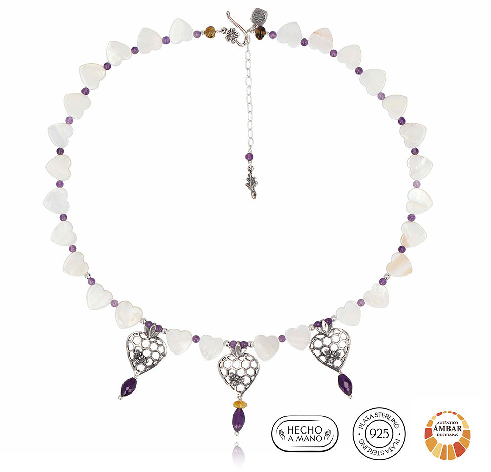 Collar Corazón Panal