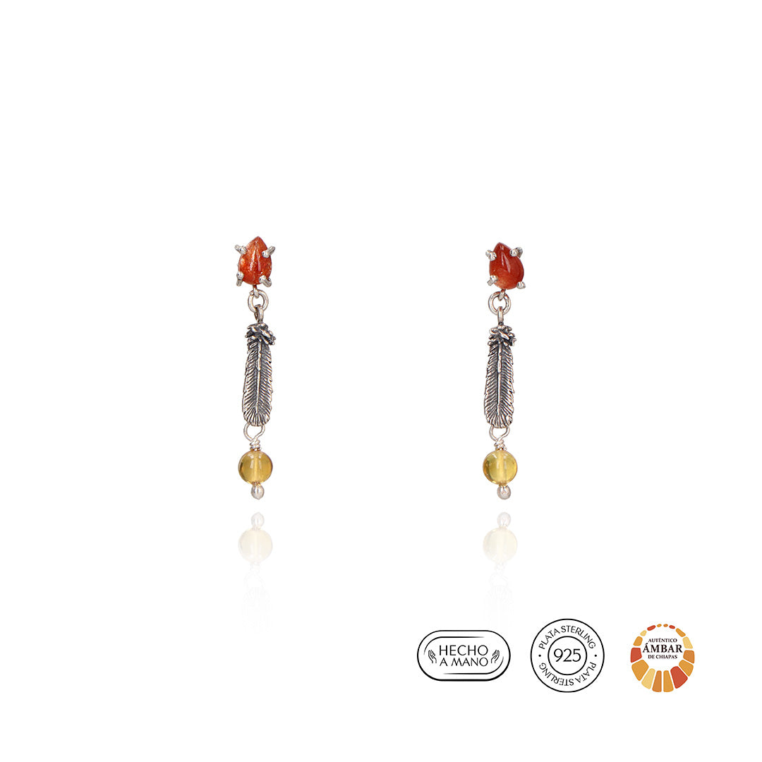 Aretes Pluma de Fuego