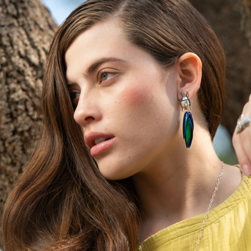 Feather Beetle Earrings