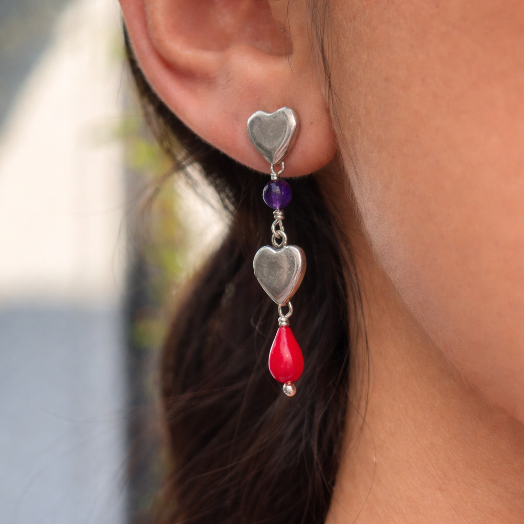 Aretes Latidos Gemelos del corazón
