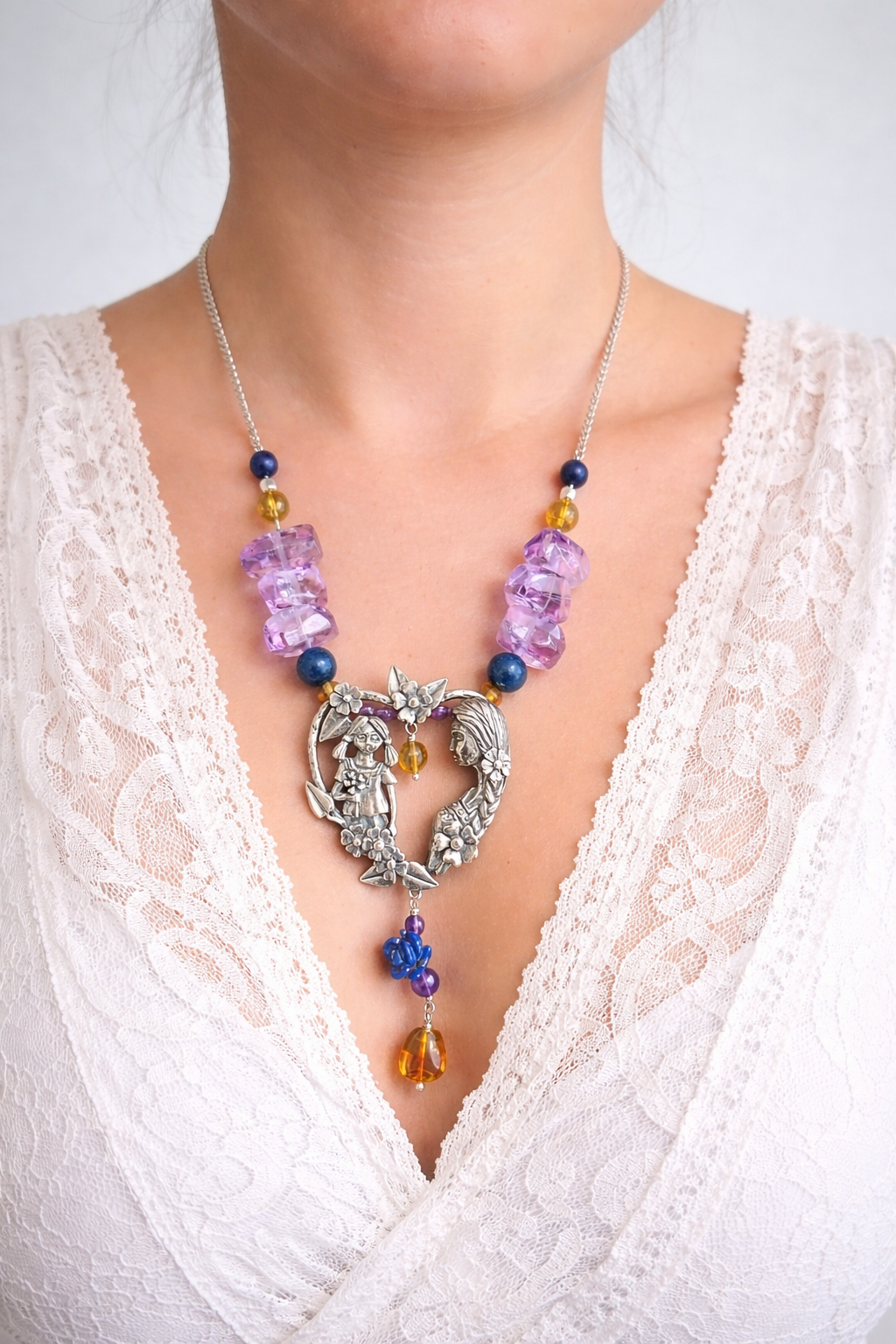 Mother and Daughter Heart Choker