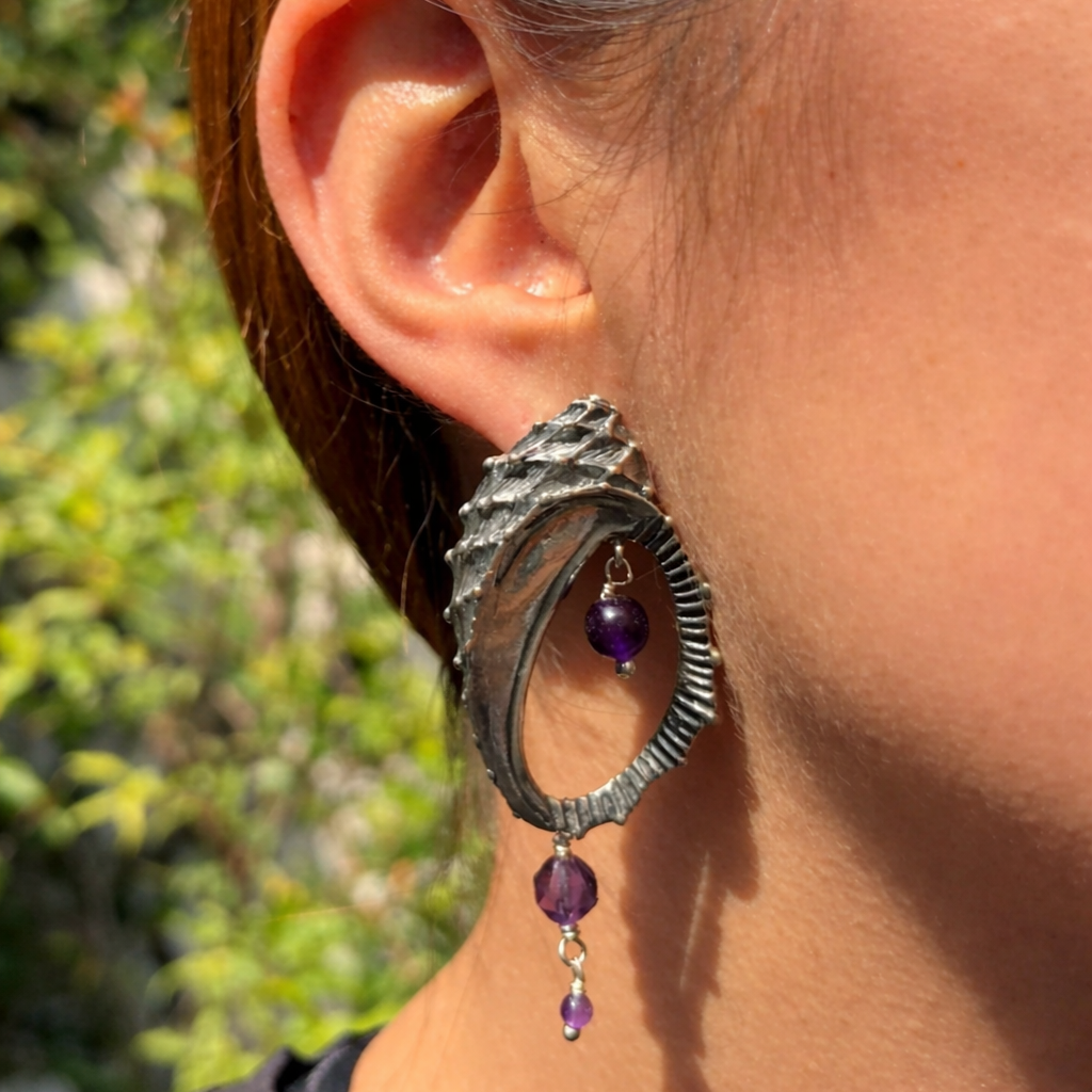 Aretes Caracol Purpura Gde.