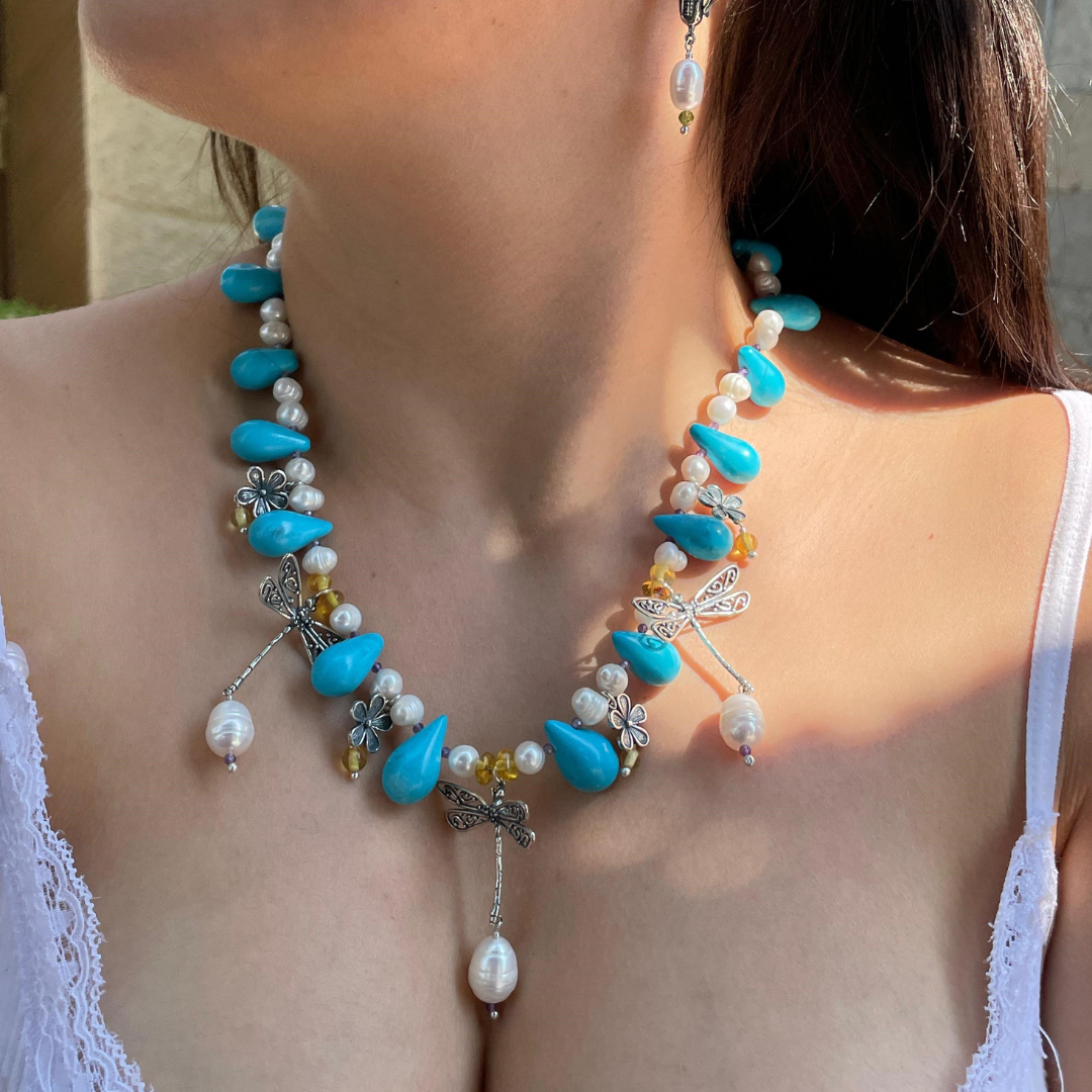 Collar Libélulas y Jazmines