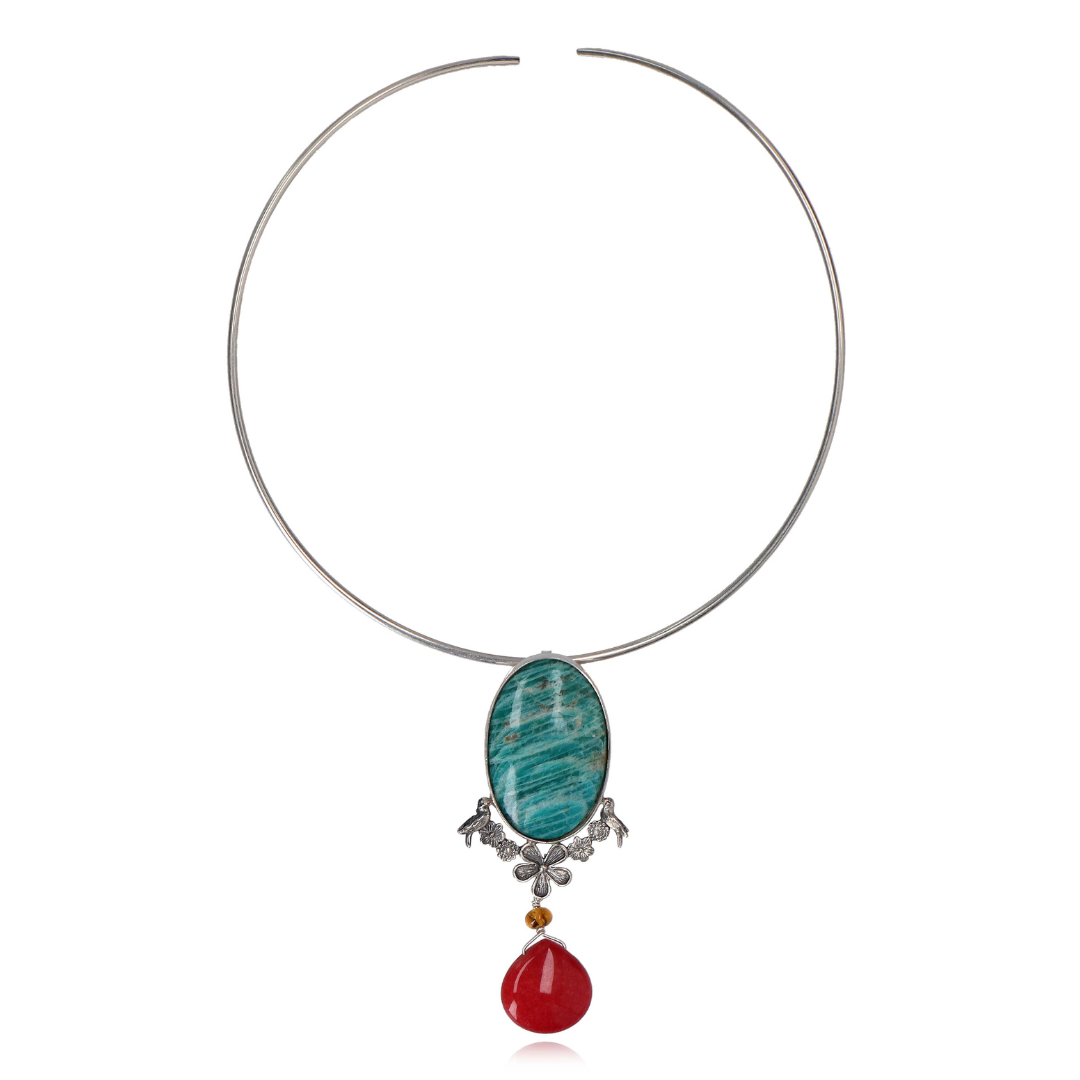 Rigid Choker of Flowers and Birds
