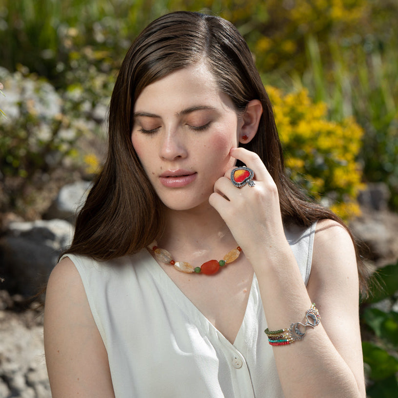 Flame heart ring