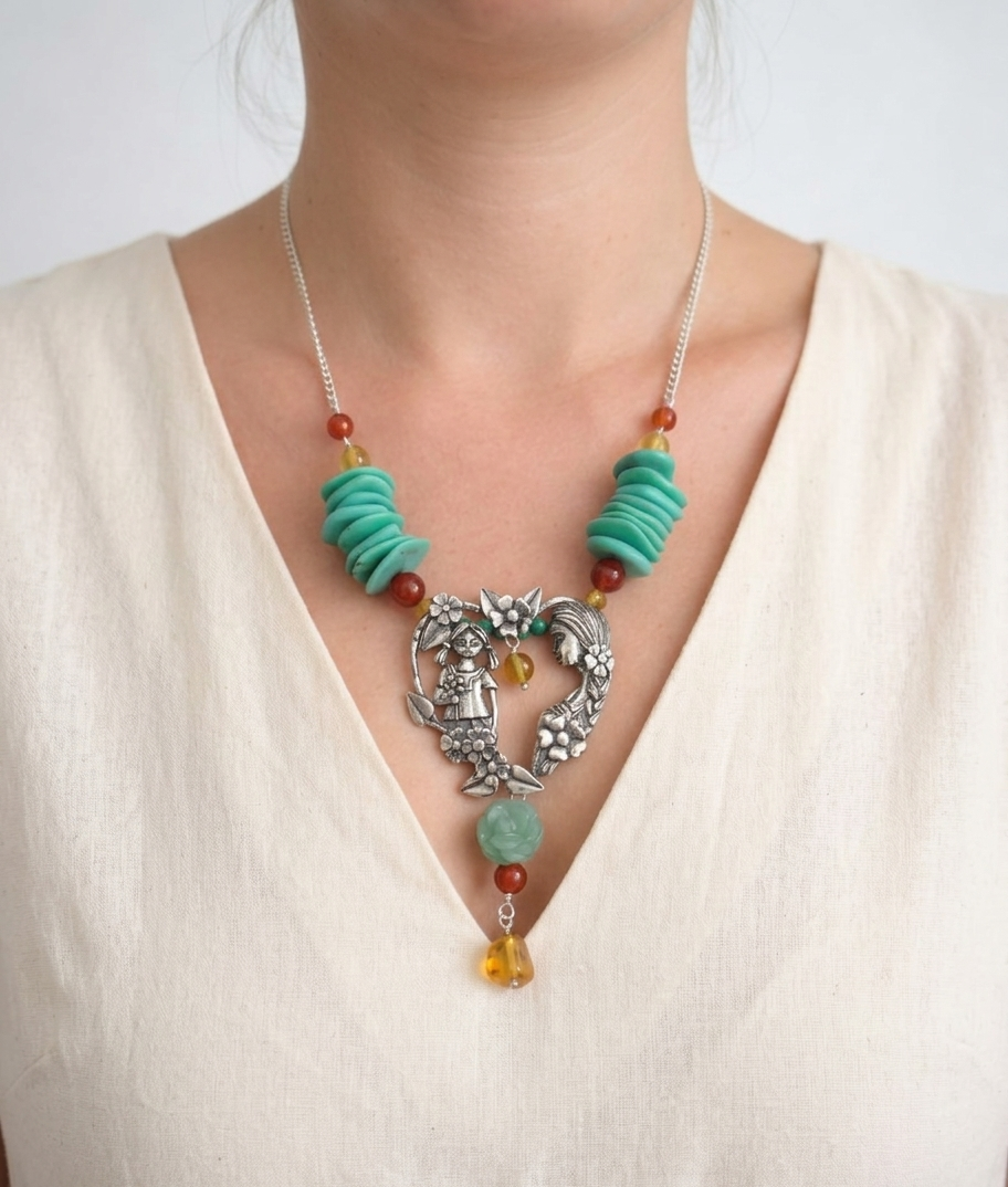 Mother and Daughter Heart Choker