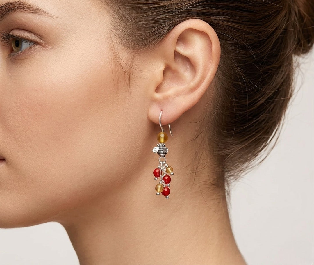 Bee Earrings with Ruby
