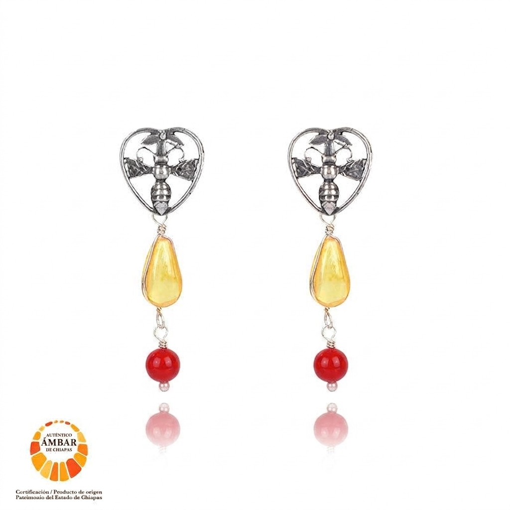 Aretes Corazón Ch. de Abeja