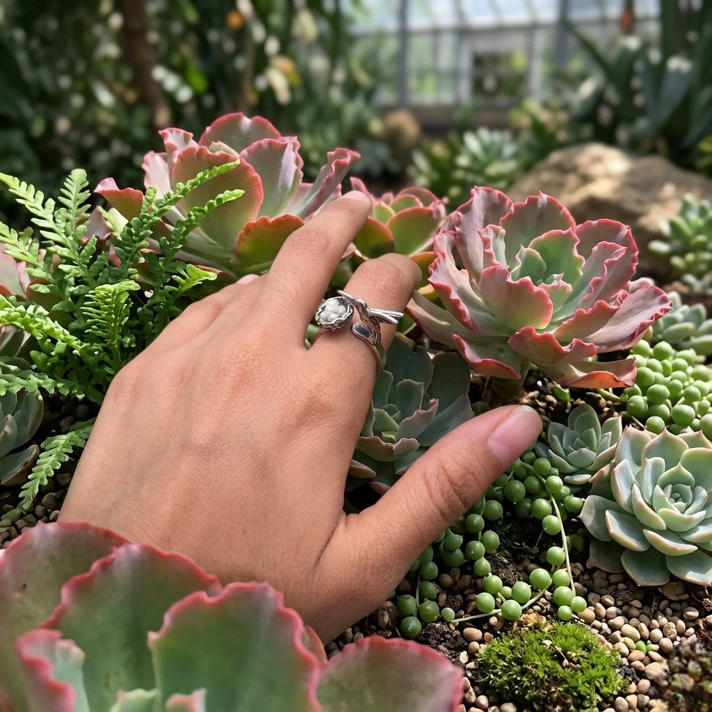 Anillo colibrí con nido
