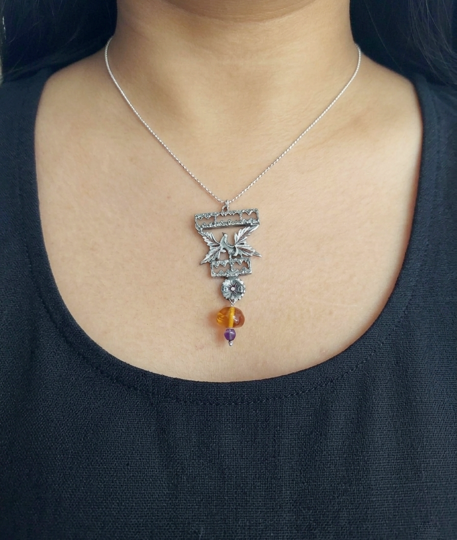 Necklace Pendant Bird Papaloapan Greca