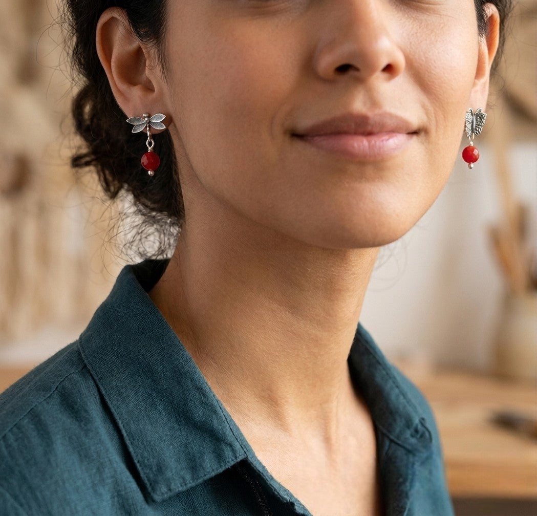 Aretes libélula mini y mariposa mini