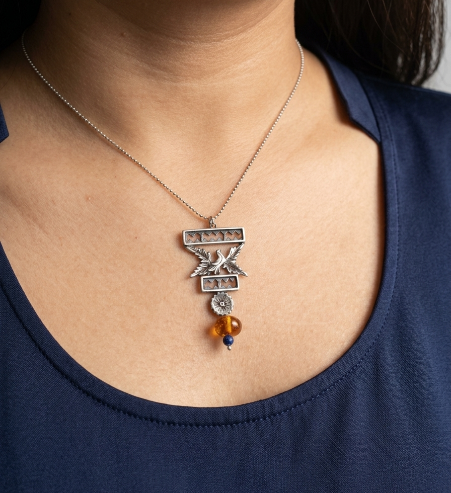 Necklace Pendant Bird Papaloapan Greca