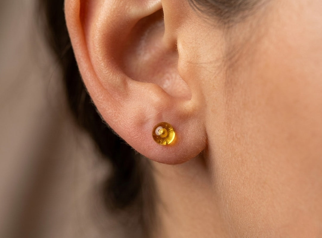 Arete Botón Ámbar