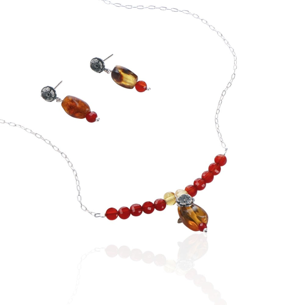 Juego de Gargantilla y aretes de flor