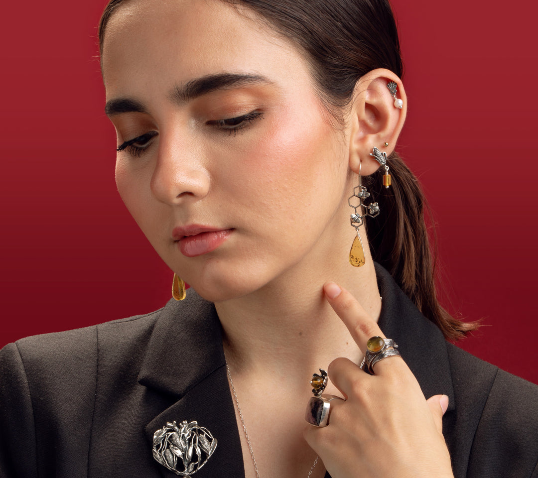 Aretes Panal Abejas 5 Cámaras