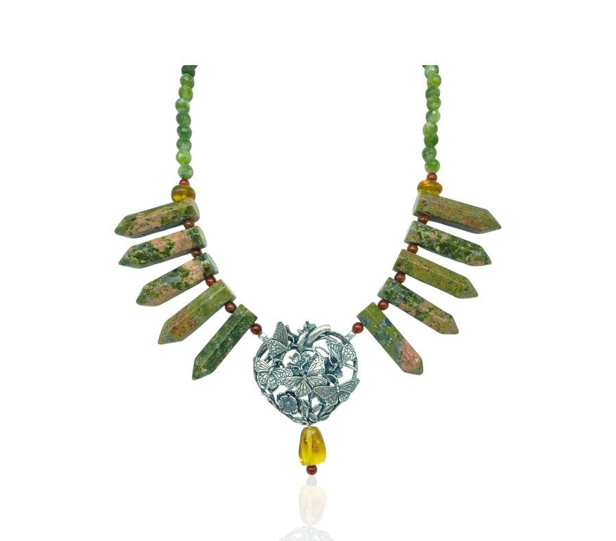 Monarch Butterfly Heart Necklace