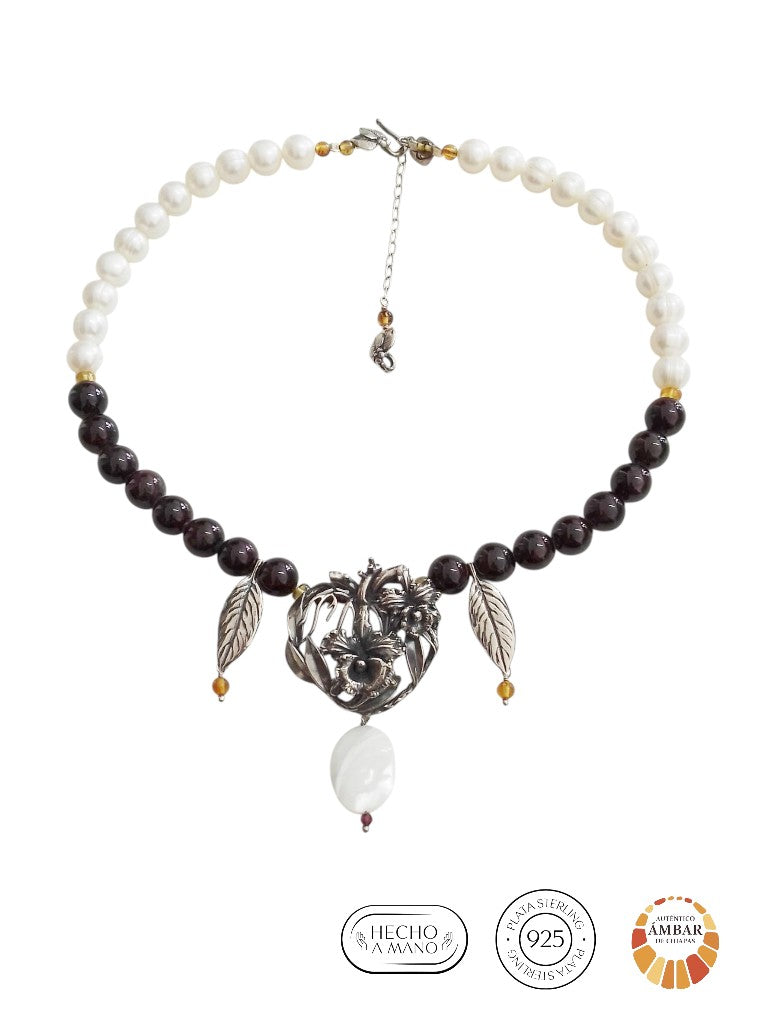 Collar Corazón Orquídeas