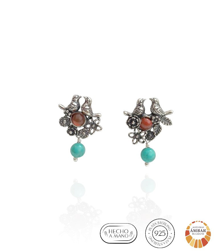Aretes Conguitas, bisel y flores