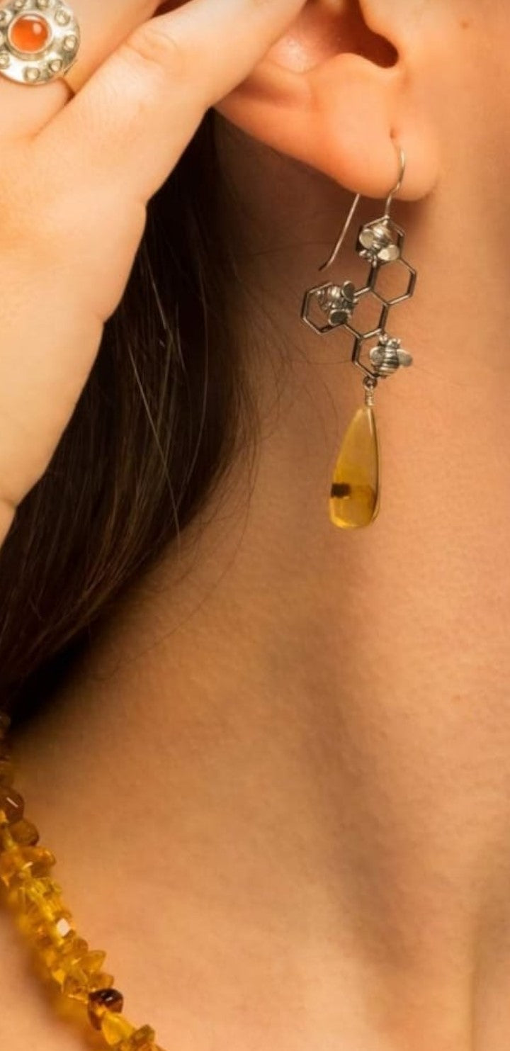 Aretes Panal Abejas 5 Cámaras
